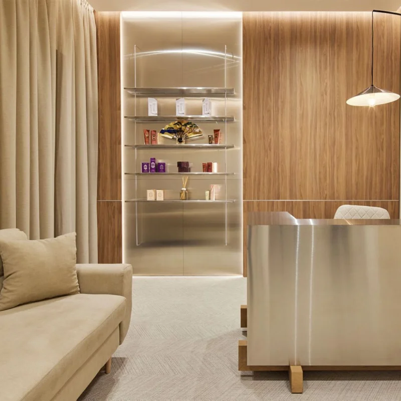 Perdele personalizate receptie Hanami Spa Floreasca Bucuresti Perdele personalizate pentru receptia Hanami Spa Floreasca Bucuresti, integrate in design interior premium cu accente naturale