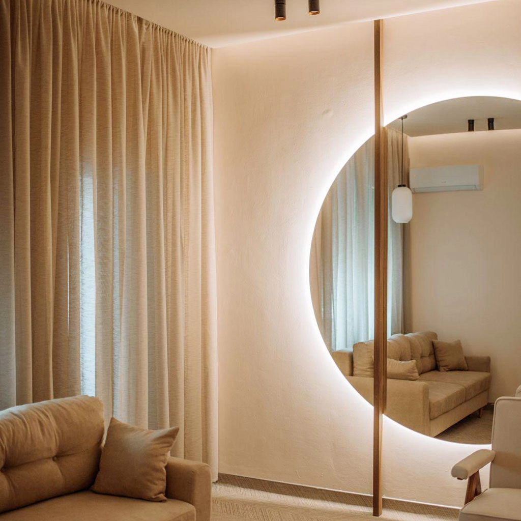 Perdele personalizate receptie lounge Hanami Spa Floreasca Perdele personalizate pentru receptie si lounge Hanami Spa Floreasca Bucuresti, cu textura naturala si lumina filtrata